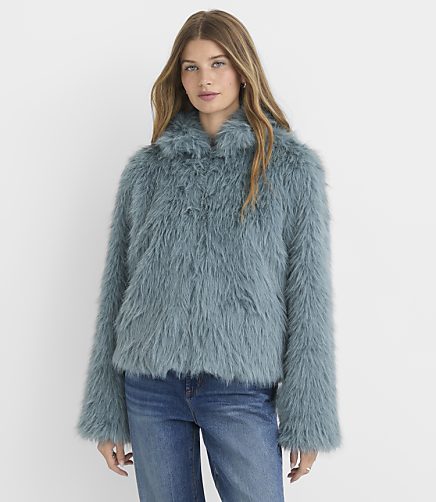 Faux Fur Funnel Neck Coat