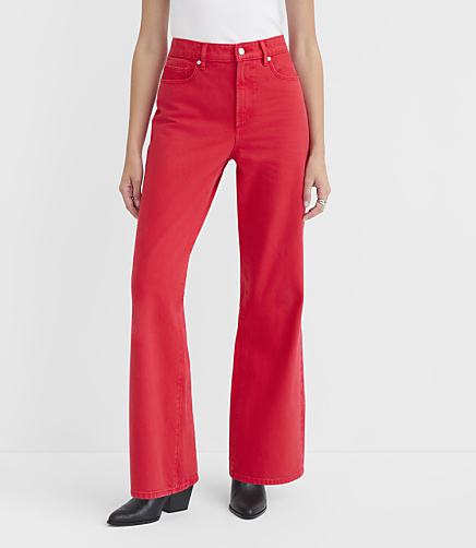 Rivete Curvy High Rise Wide Leg Jeans in Tango Red