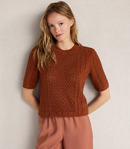 Haven Well Within Organic Cotton Linen Pointelle Short Sleeve Sweater