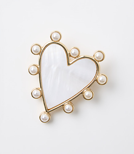 Mother Of Pearl Heart Brooch
