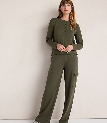 Haven Well Within Organic Cotton Interlock Straight Leg Cargo Pants
