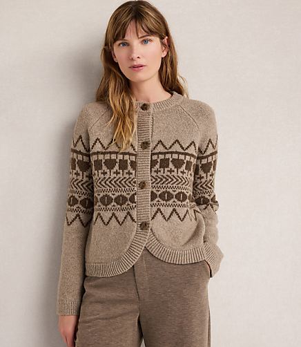 Haven Well Within Organic Cotton Blend Fair Isle Curved Hem Cardigan