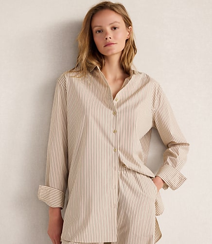 Haven Well Within The Longer Length Daily Shirt in Organic Cotton Poplin Baton Stripe