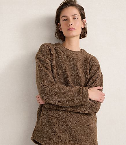 Haven Well Within Balance Sherpa Crewneck Top - Deep Mocha