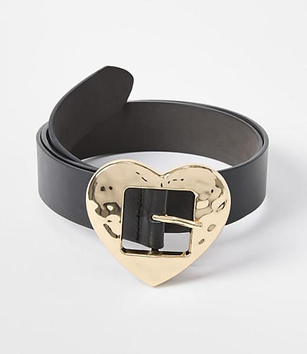 Heart Hammered Buckle Leather Belt