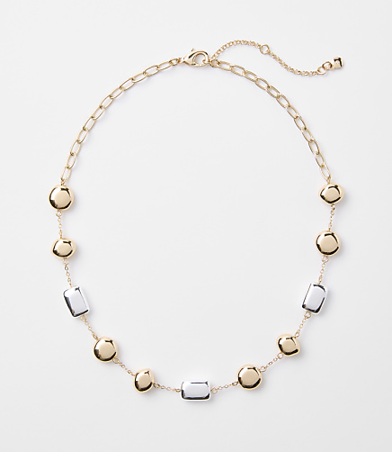 Mixed Metal Geo Statement Necklace