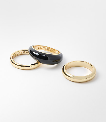 Enamel Ring Set - Black