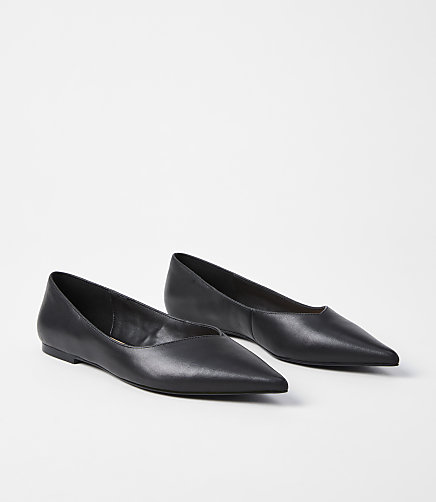 LOFT Versa Leather Asymmetrical Pointy Toe Flats