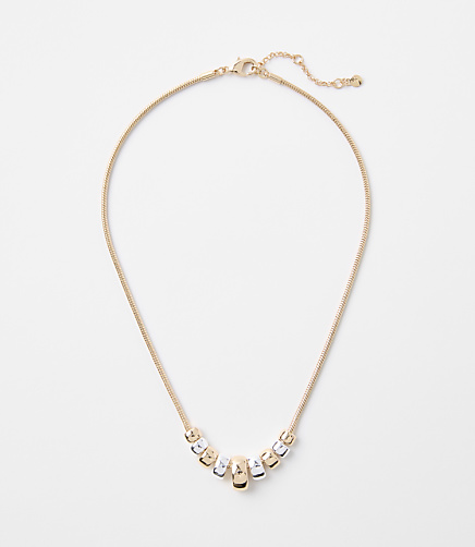 Mixed Metal Ring Statement Necklace