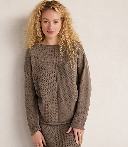 Haven Well Within Organic Cotton Mixed Stitch Roll Neck Sweater