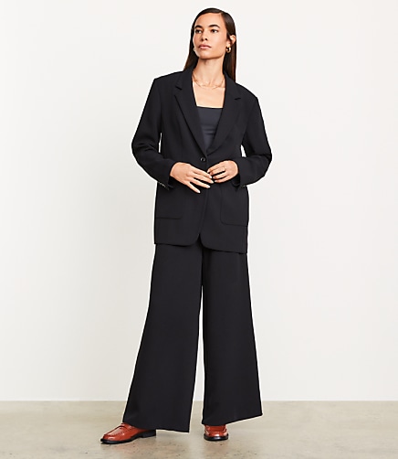 Tall LOFT Versa Crepe Drape Oversized Blazer - Black