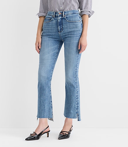 Curvy Step Hem High Rise Kick Crop Jeans in Classic Mid Wash