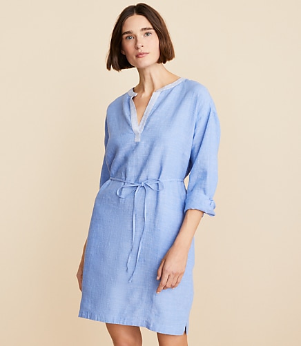 Lou & Grey Crosshatch Linen Pocket Shirtdress