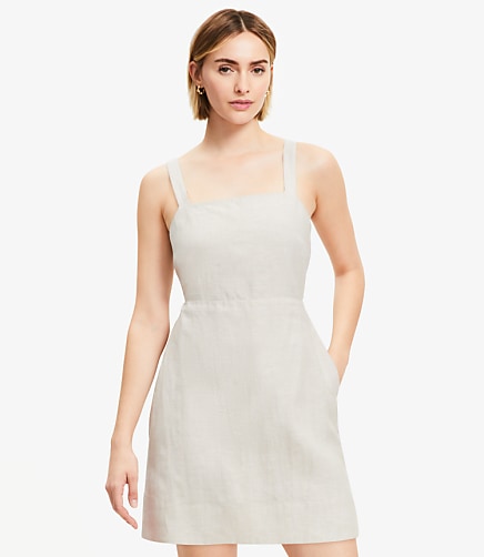 Linen Cutout Back Mini Pocket Dress