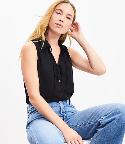 Double Tie Collared Shell - Black