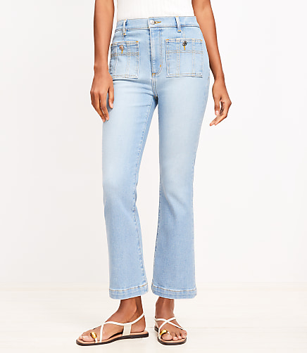 Curvy Patch Pocket Kick Crop Jeans in Bright Vintage Wash