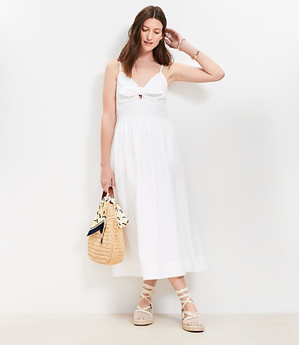 Petite Tie Poplin Midi Pocket Dress