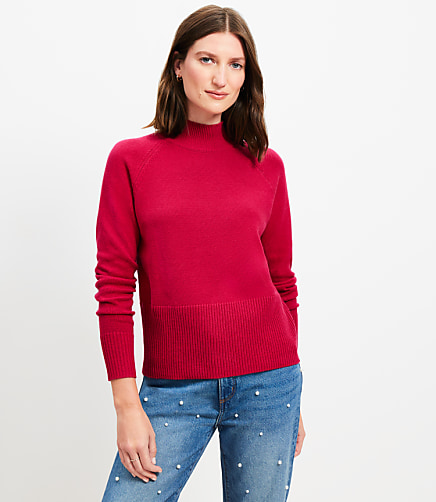 Ribtrim Mock Neck Sweater