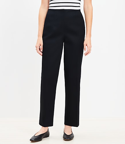 Curvy Darted Straight Pants in Twill