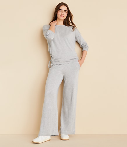 Lou & Grey Heathered Signaturesoft Wide Leg Pants