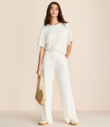 Lou & Grey Heathered Signaturesoft Wide Leg Pants