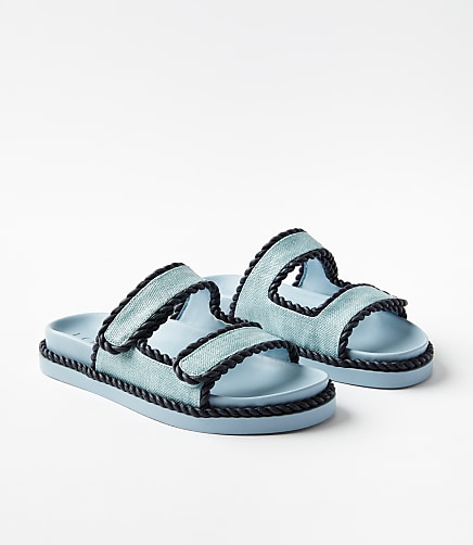 Straw Double Buckle Molded Sandals