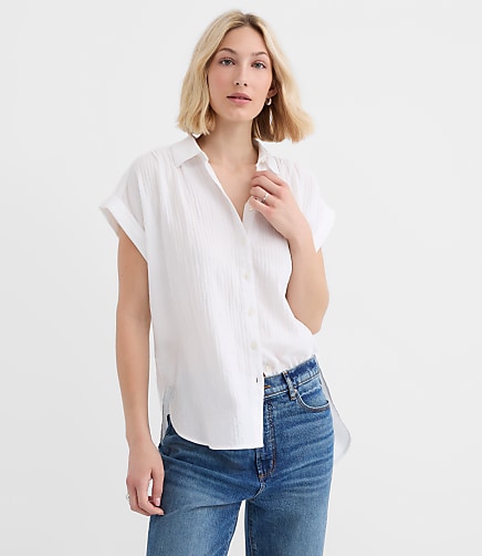 Petite Crinkle Dolman Shirt