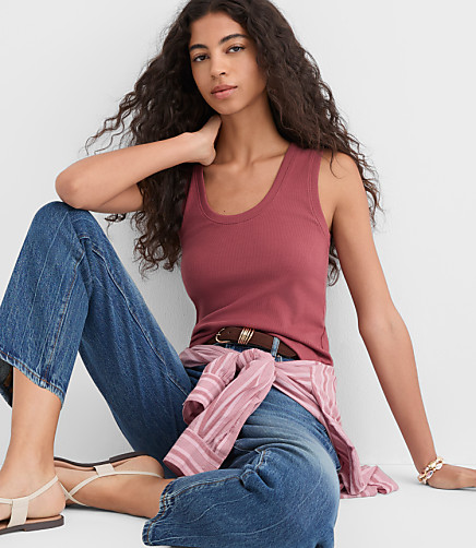Petite Perfect Ribbed Scoop Neck Tank Top