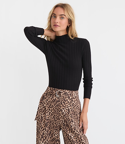 Petite Ribbed Mock Neck Sweater