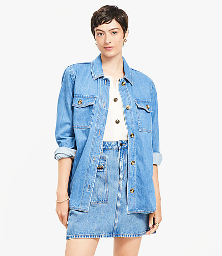 Denim Shirt Jacket in Classic Mid Wash