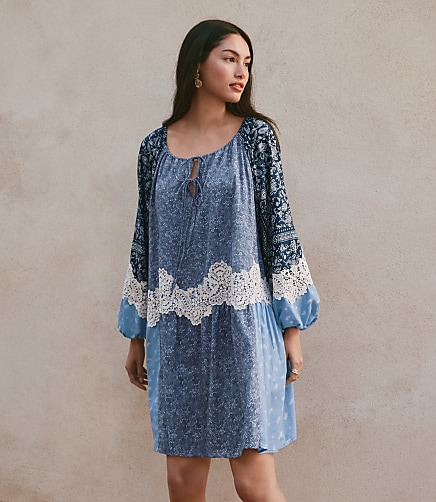 Lace Paisley Tie Mini Pocket Dress