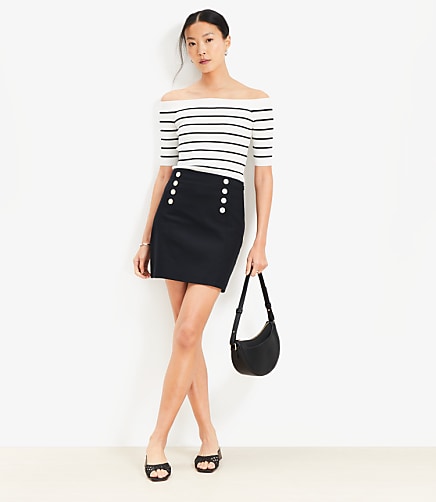 Stripe Ribbed Off The Shoulder Sweater