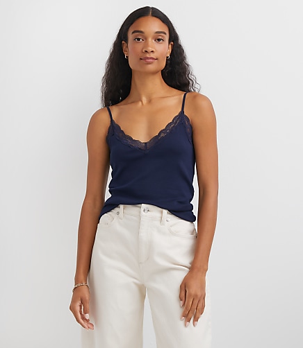 Lace Trim Ribbed Cami