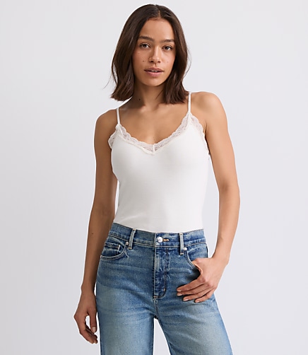 Lace Trim Ribbed Cami