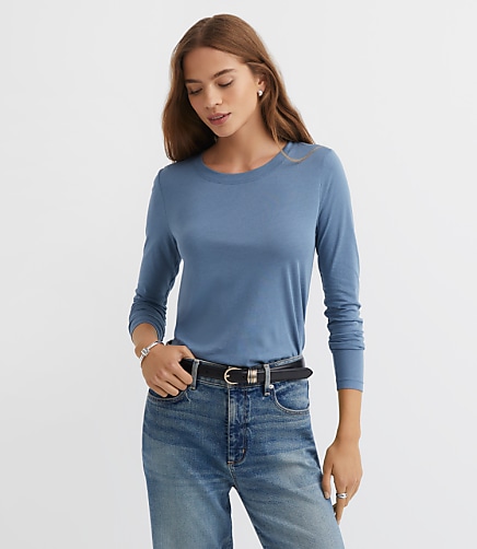 Long Sleeve Everyday Tee - Dove Blue