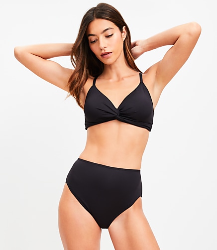 LOFT Beach High Waist Bikini Bottom - Black