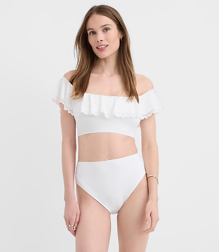 LOFT Beach High Waist Bikini Bottom - White