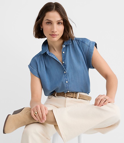 Petite Chambray Dolman Everyday Shirt