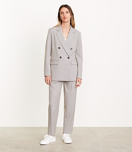 LOFT Versa Striped Seasonless Stretch Double Breasted Blazer
