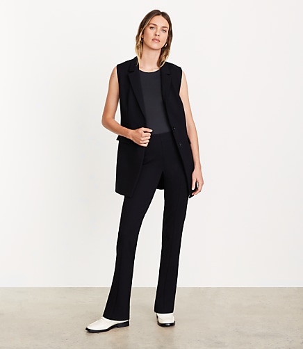 Petite LOFT Versa Ponte Deluxe Split Hem Slim Pants