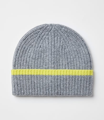 Ribbed Cashmere Beanie - Dusk Grey Melange
