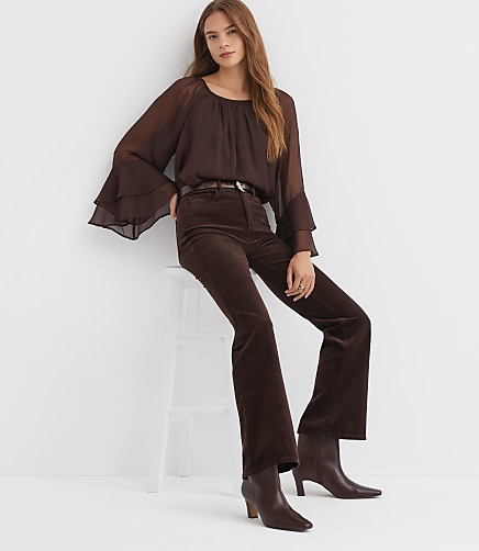 Petite Slim Flare Pants in Corduroy