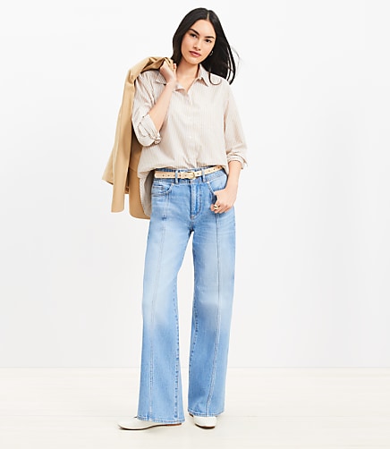 Seamed Wide Leg Jeans in Bright Authentic Indigo