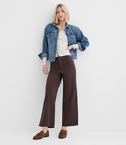 Palmer Wide Leg Crop Pants in Twill