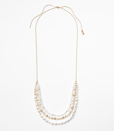 Pearlized Multistrand Pull Tie Necklace