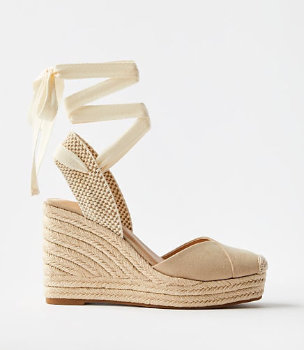 Lace Up Espadrille Wedges