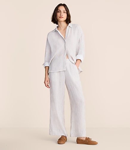 Lou & Grey Striped Triple Cloth Wide Leg Pants