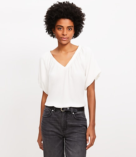 V-Neck Mixed Media Top