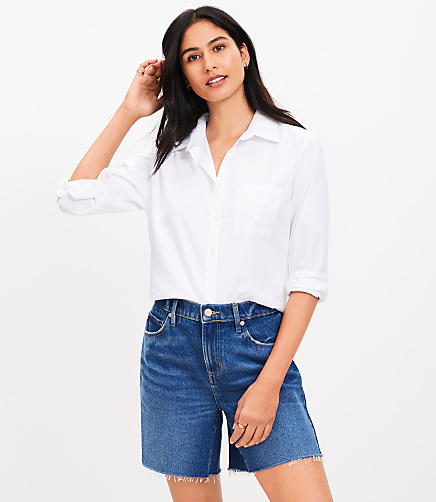 Frayed Boyfriend Shorts in Authentic Vintage Mid Wash