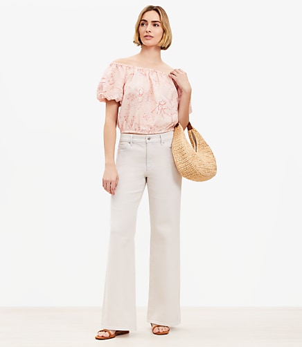 Mid Rise Wide Leg Jeans in Washed Pink